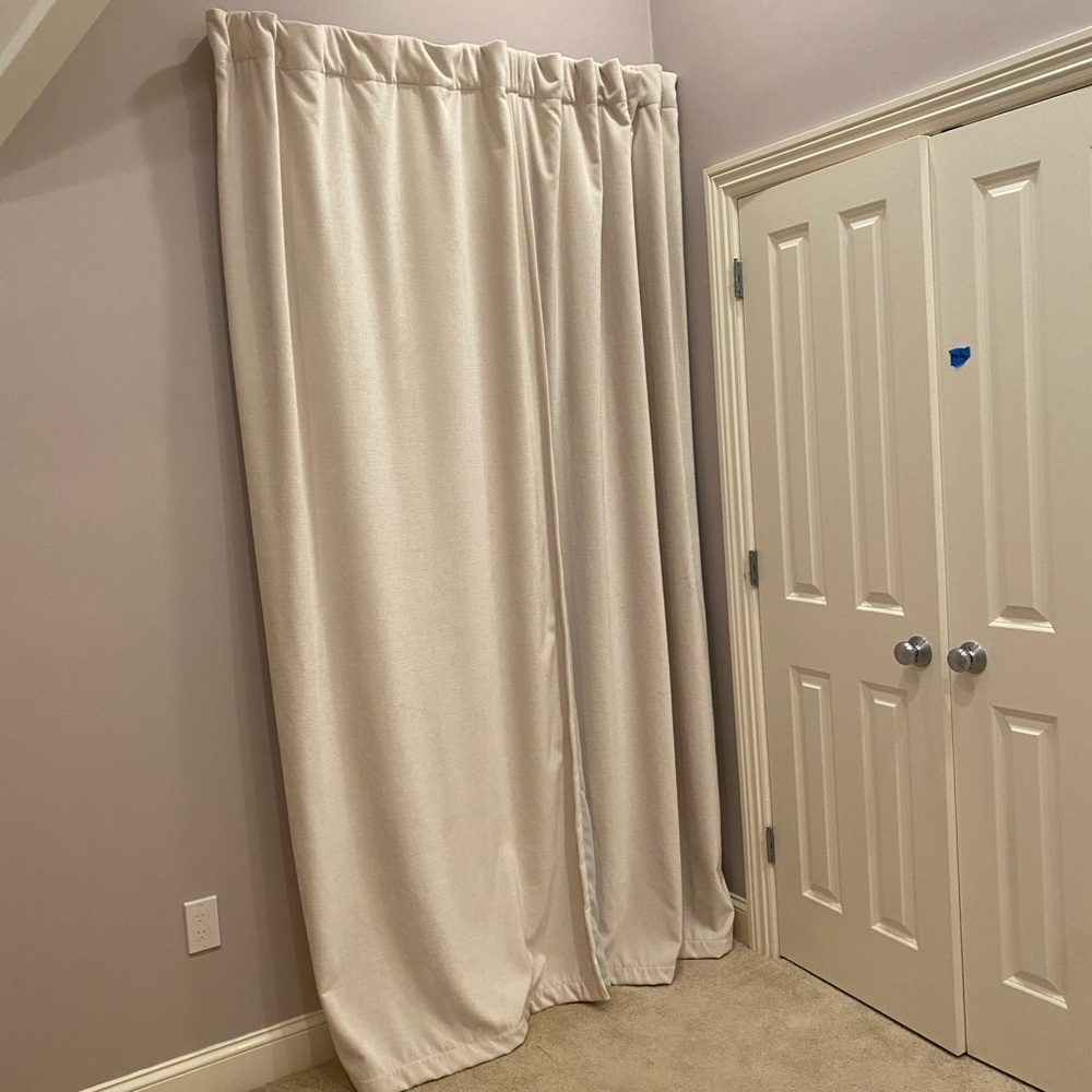 2 of 2 West Elm worn velvet blackout curtain panel ivory 108” long - Picture 2 of 4